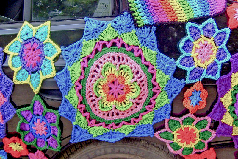 Crochet-Motifs-Yarn-bombed-Car-Sophies-Universe-and-Spiked-Mandala