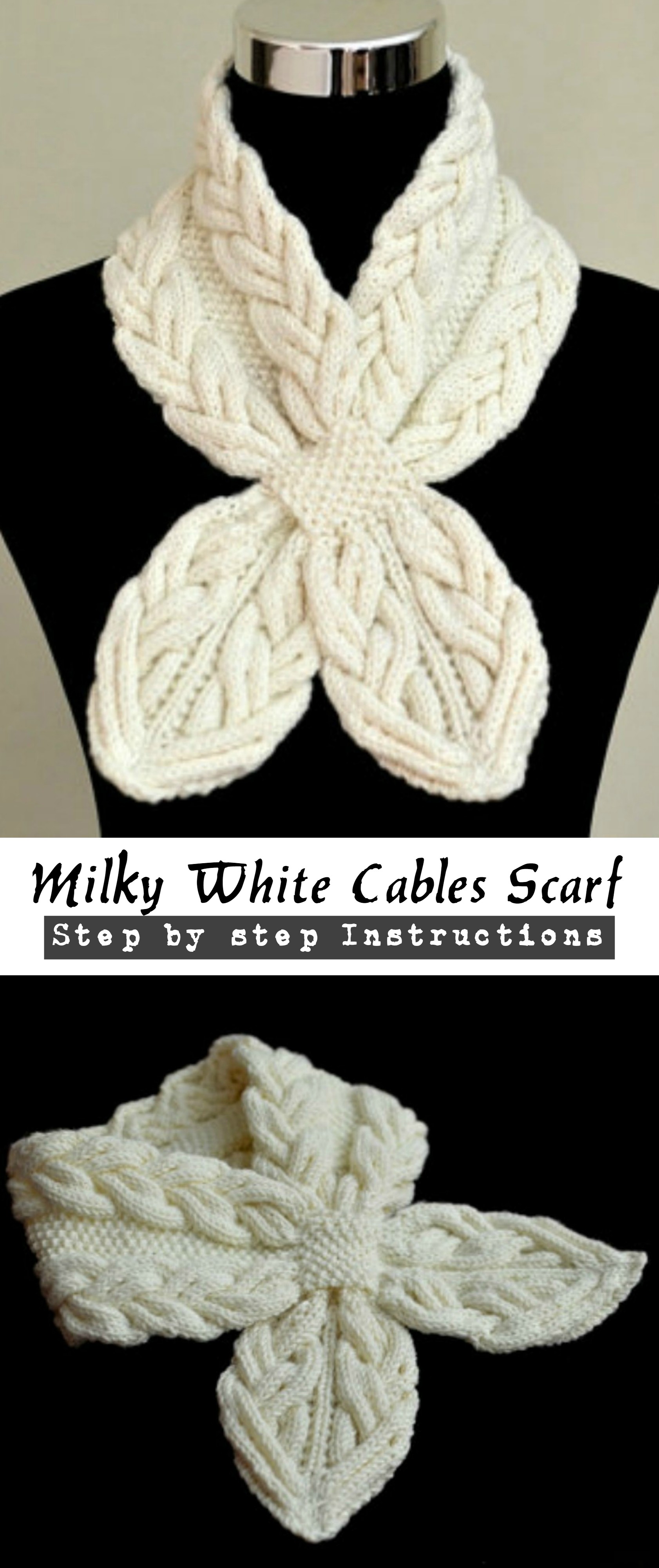 milky white cables scarf Gift for her