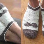 Crochet Mustache Slipper Socks
