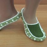 Crochet Green Dot Slippers