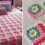 Crochet Mitered Daisy Blanket