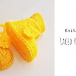 Knit Laced Yellow Baby Boots