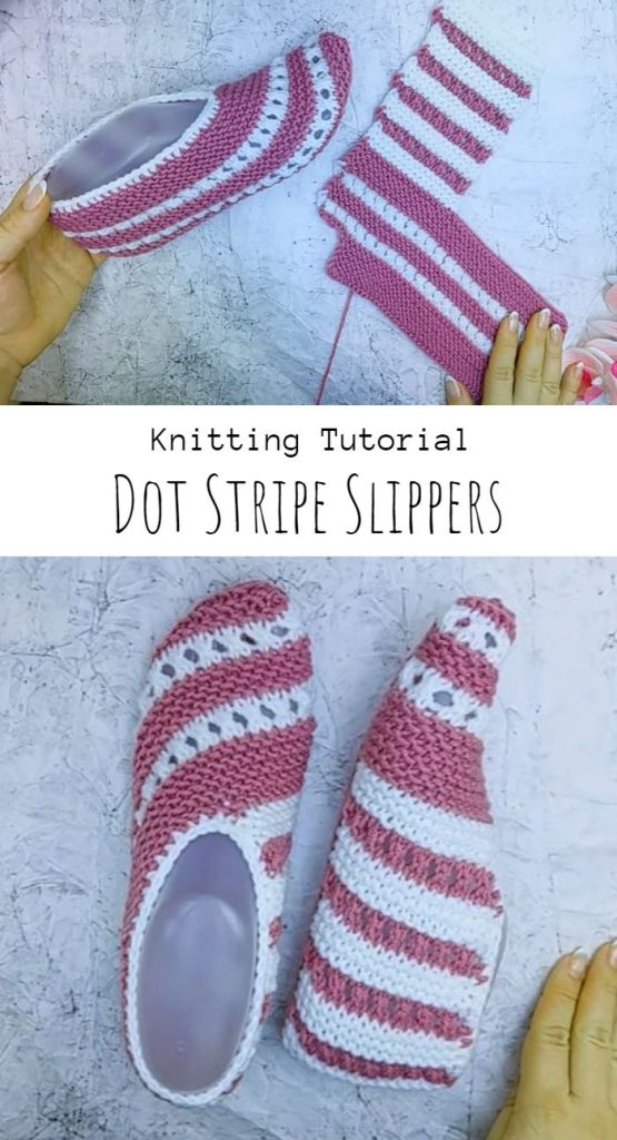 Knit Dot Stripes Slippers