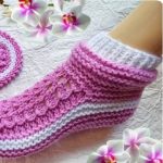 Knit Pink Slippers With Ornaments