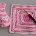 Crochet Stripe Square Baby Booties