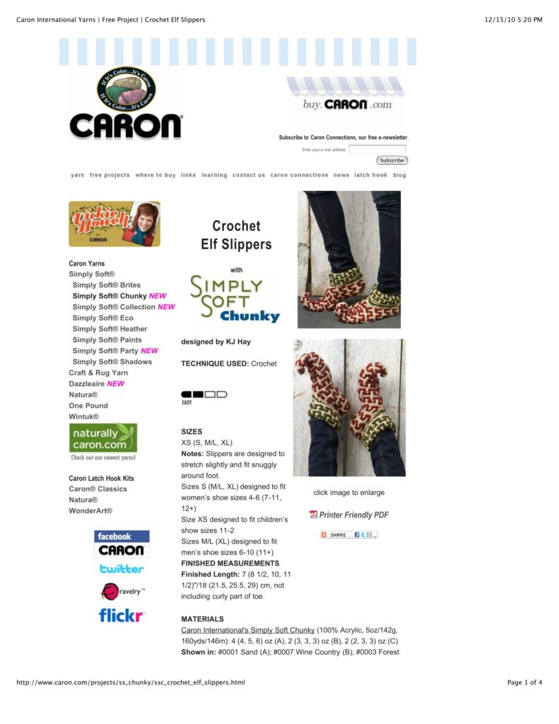 Caron International Yarns _ Free Project _ Crochet Elf Slippers-1 ...