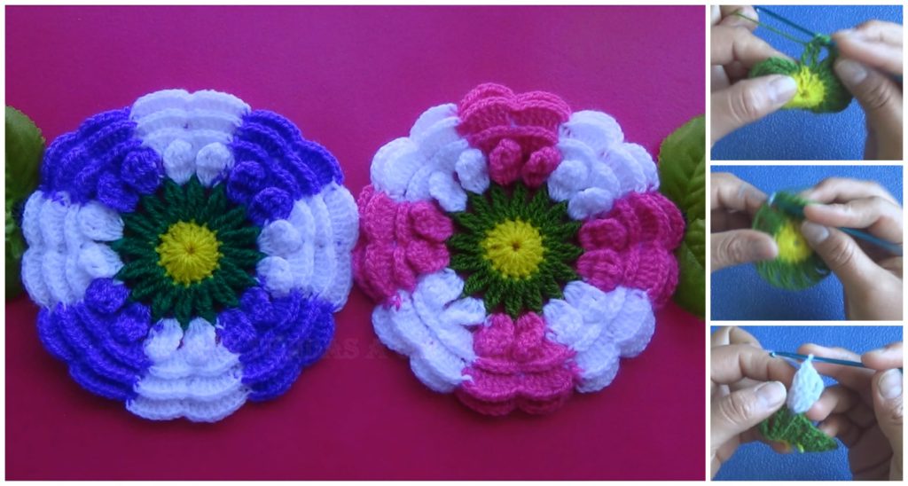 Crochet Roses Two Color Crochet Two Colored Flowers - Pretty Ideas