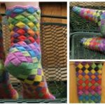 Knit Rainbow Patch Socks