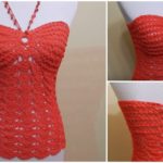 Crochet Red Coral Blouse