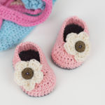 Crochet Booties With Buttoned Flower