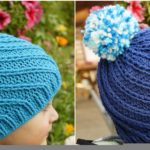 Crochet Swirly Hat With Pompom