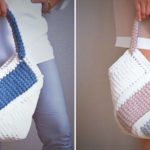 Crochet Handbag From T-shirt Yarn Rectangles