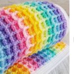 Crochet Rainbow Waffle Blanket