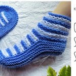 Knit One-piece Stripe Slippers